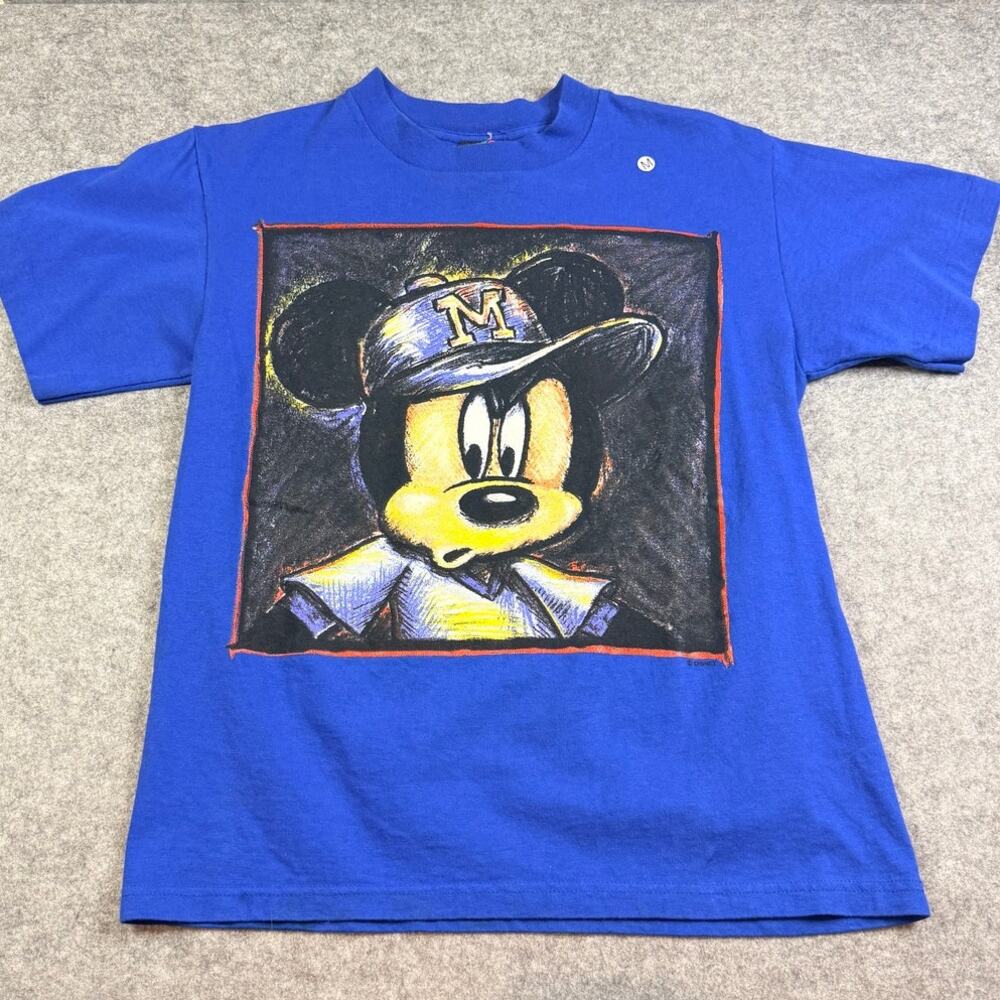 Vintage 90's Single Stitch Mickey Unlimited Disney T Shirt Youth M Blue USA